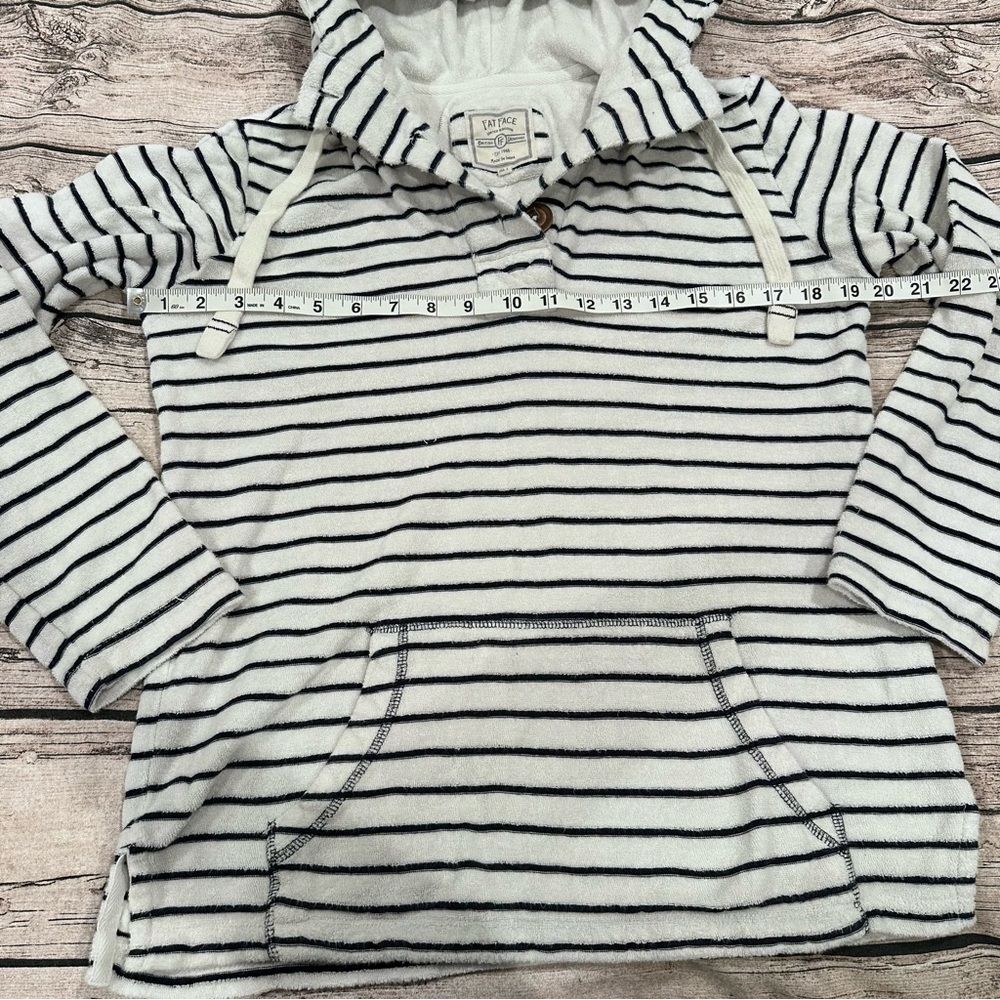 Fat Face Terry Cloth White with Navy Stripes Hoodie Oversized Size 2 - Picture 4 of 10